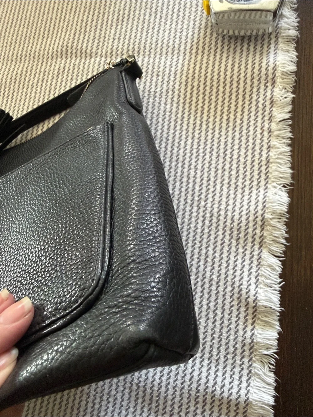kate spade Black Pebbled Leather Tassel Crossbody Bag